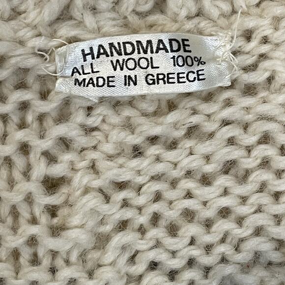 Vintage CableKnit Cardigan 100% Wool Chunky Warm Handmade Winter Made in Greece - Picture 4 of 6